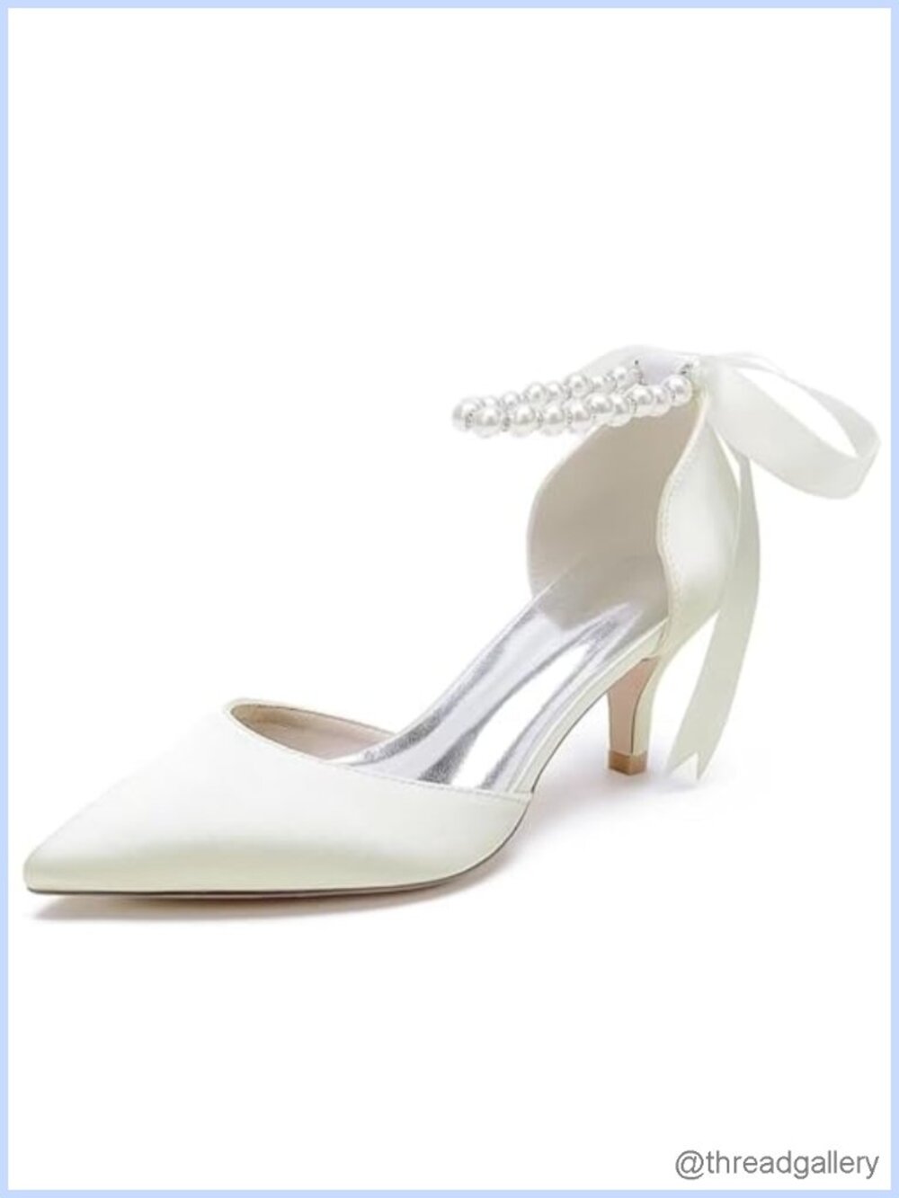 Kitten Heel Bridal Pumps Satin Pointed Toe Wedding Shoes